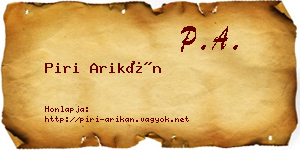 Piri Arikán névjegykártya